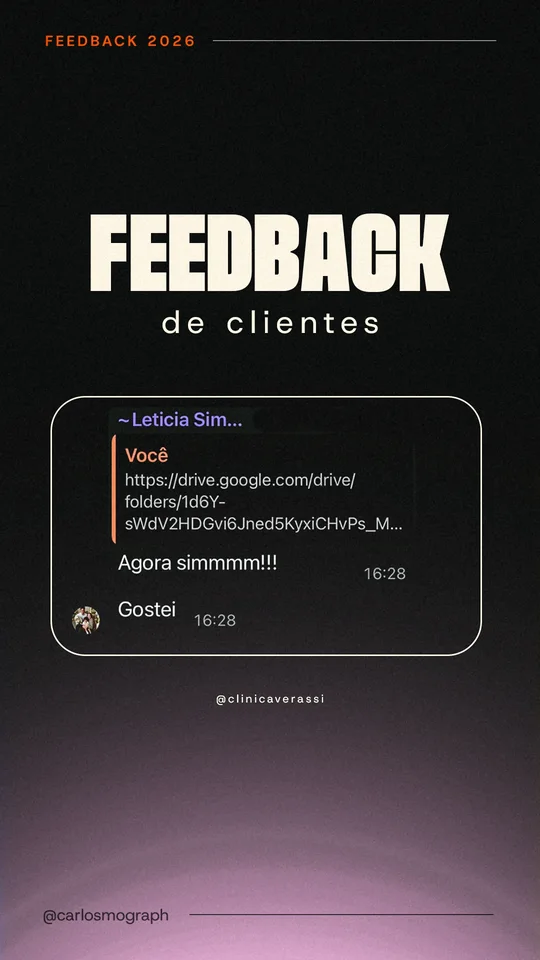 Feedback de cliente — @clinicaverassi: Agora simmmm!!! Gostei